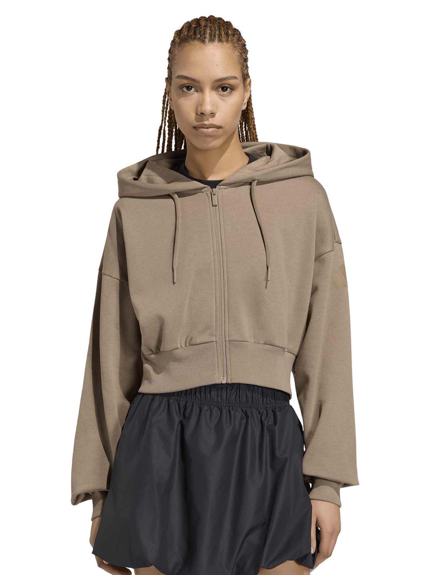 Felpa donna Adidas Essentials Contemporary Fleece marrone in pile